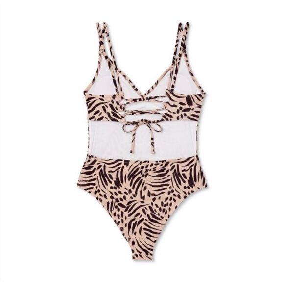 New Shade & Shore One Piece Bathing Suit Cheetah Monokini Size Small Swimwear - Picture 3 of 4